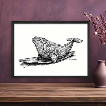 The North Atlantic Right Whale Races on a Surfboard (Giclee Canvas Print)
