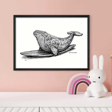 The North Atlantic Right Whale Races on a Surfboard (Giclee Canvas Print)