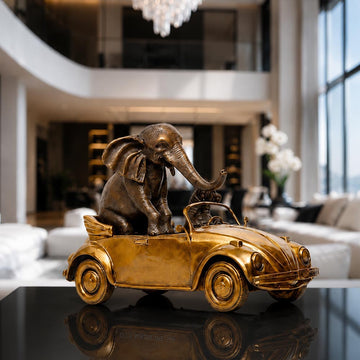 The Bengal Tiger and Sumatran Elephant Race Against Time in the Beatle (Bronze Sculpture, Small)