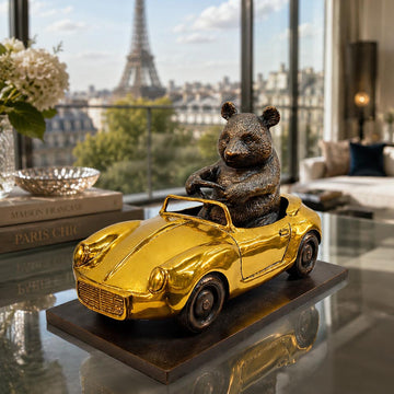 The Giant Panda Races Against Time in the Convertible (Bronze Sculpture, Small)