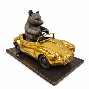 The Giant Panda Races Against Time in the Convertible (Bronze Sculpture, Small)