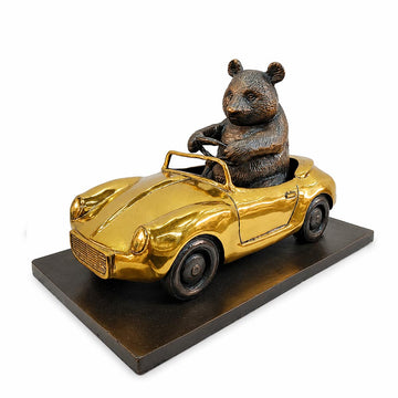 The Giant Panda Races Against Time in the Convertible (Bronze Sculpture, Small)
