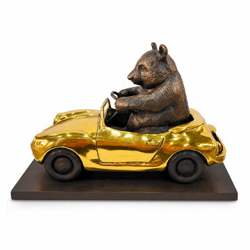 The Giant Panda Races Against Time in the Convertible (Bronze Sculpture, Small)