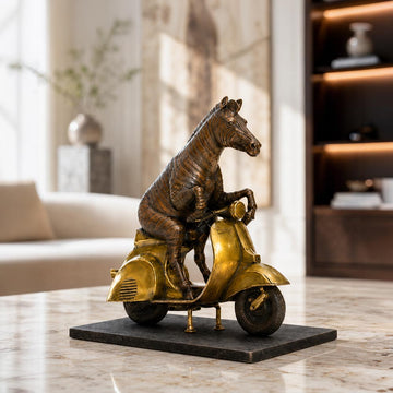 The Grevy's Zebra Races Against Time on the Vespa (Bronze Sculpture, Small)