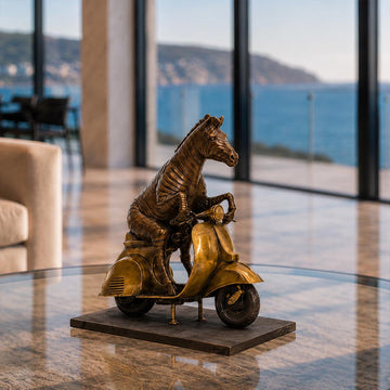 The Grevy's Zebra Races Against Time on the Vespa (Bronze Sculpture, Small)