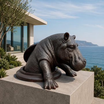 The Hippo Came Out to See the World (Bronze Sculpture, Mid-Size)