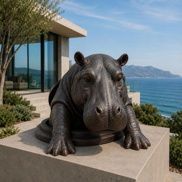 The Hippo Came Out to See the World (Bronze Sculpture, Mid-Size)