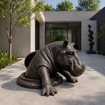 The Hippo Came Out to See the World (Bronze Sculpture, Mid-Size)