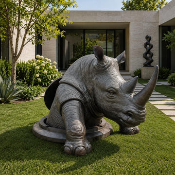 The Rhino Came Out to See the World (Bronze Sculpture, Mid-Size)
