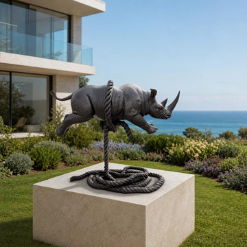 The Rhino Was Ready to Take Off (Bronze Sculpture, Mid-Size)