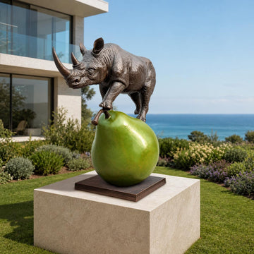 The Rhino and the Pear (Bronze Sculpture, Mid-Size)