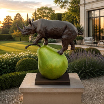 The Rhino and the Pear (Bronze Sculpture, Mid-Size)