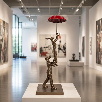 The Umbrella Flyers (Bronze Sculpture, Miniature Collection)