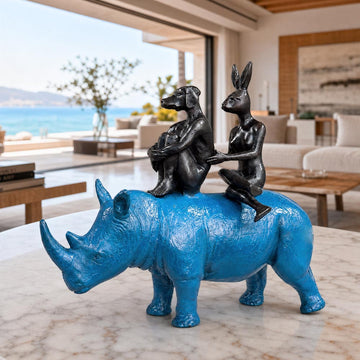 They Loved Rhinos and Rhinos Loved Them (Bronze Sculpture, Miniature Collection)