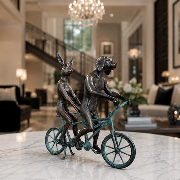 They Loved Riding Together in Paris (Bronze Sculpture, Miniature Collection)