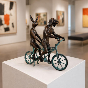 They Loved Riding Together in Paris (Bronze Sculpture, Miniature Collection)