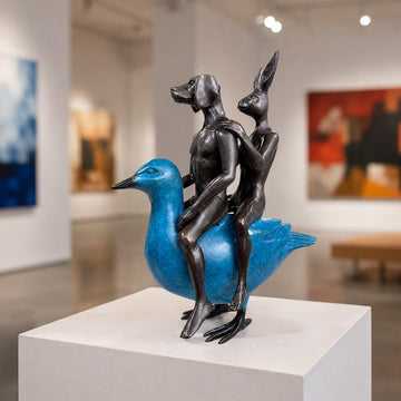 They Were Like Birds of a Feather So They Stuck Together (Bronze Sculpture, Miniature Collection)
