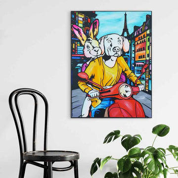 Two Hearts Lost in Paris (Original Painting)