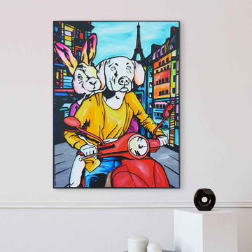 Two Hearts Lost in Paris (Original Painting)
