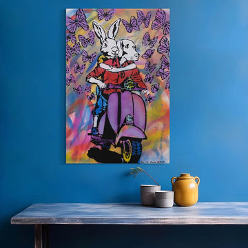 Vespa and Butterflies (Original Painting)