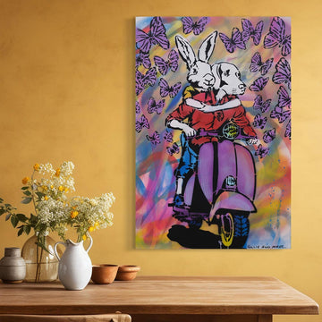 Vespa and Butterflies (Original Painting)