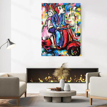 Vespa Lovers in Love (Original Painting)
