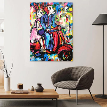Vespa Lovers in Love (Original Painting)