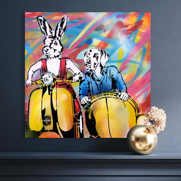 Yellow Vespa Side by Side (Original Painting)