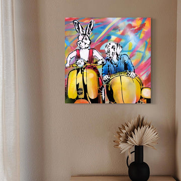 Yellow Vespa Side by Side (Original Painting)