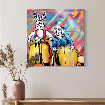 Yellow Vespa Side by Side (Original Painting)