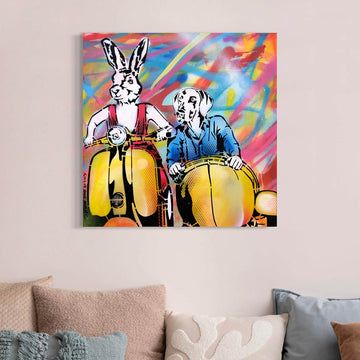 Yellow Vespa Side by Side (Original Painting)