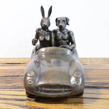 He Was Driving the Most Expensive Car in the World, and He Knew It (Bronze Sculpture)