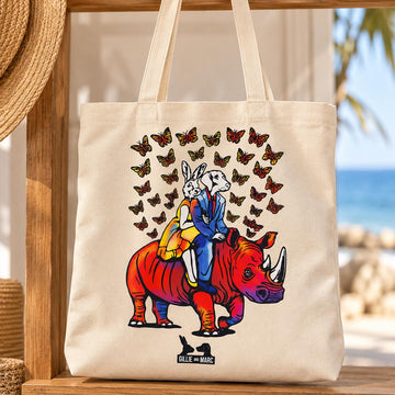 Vespa, Rhino and Butterflies (Canvas Tote Bag)
