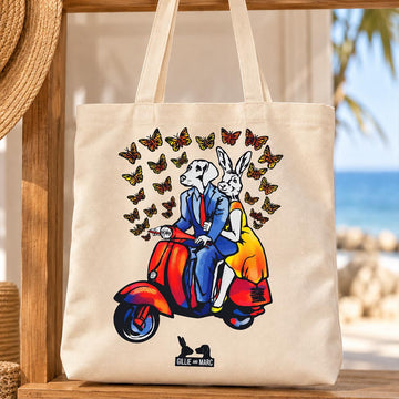 Vespa, Rhino and Butterflies (Canvas Tote Bag)