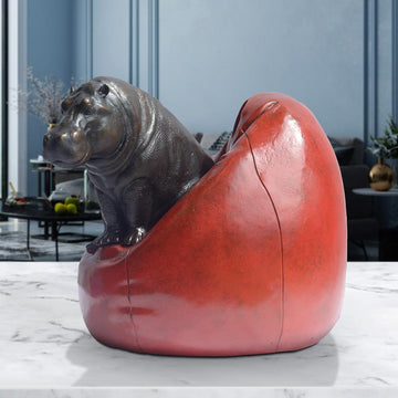 Beanbag Hippo (Bronze Sculpture, Miniature Collection)
