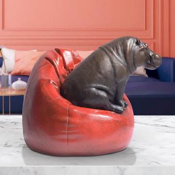 Beanbag Hippo (Bronze Sculpture, Miniature Collection)