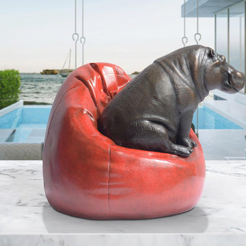 Beanbag Hippo (Bronze Sculpture, Miniature Collection)