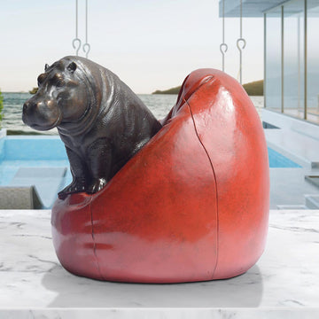Beanbag Hippo (Bronze Sculpture, Miniature Collection)