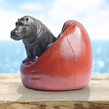 Beanbag Hippo (Bronze Sculpture, Miniature Collection)