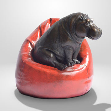 Beanbag Hippo (Bronze Sculpture, Miniature Collection)