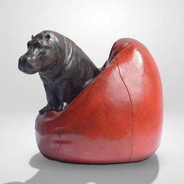 Beanbag Hippo (Bronze Sculpture, Miniature Collection)