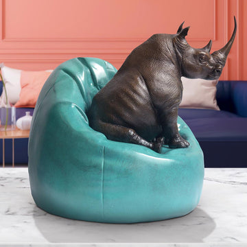 Beanbag Rhino (Bronze Sculpture, Miniature Collection)