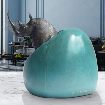 Beanbag Rhino (Bronze Sculpture, Miniature Collection)