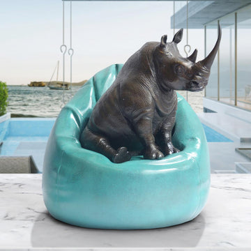 Beanbag Rhino (Bronze Sculpture, Miniature Collection)