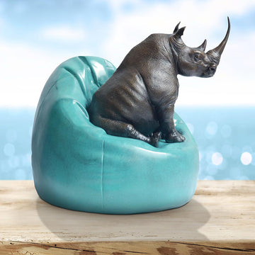 Beanbag Rhino (Bronze Sculpture, Miniature Collection)