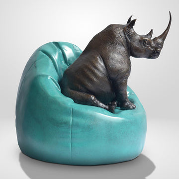 Beanbag Rhino (Bronze Sculpture, Miniature Collection)