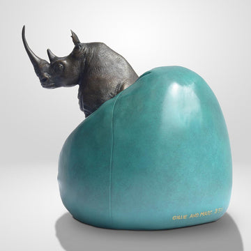 Beanbag Rhino (Bronze Sculpture, Miniature Collection)