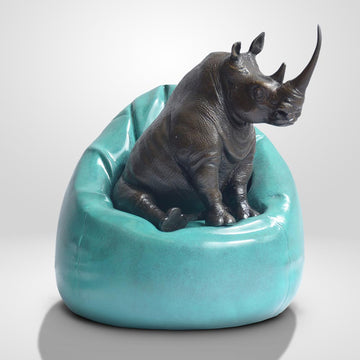 Beanbag Rhino (Bronze Sculpture, Miniature Collection)