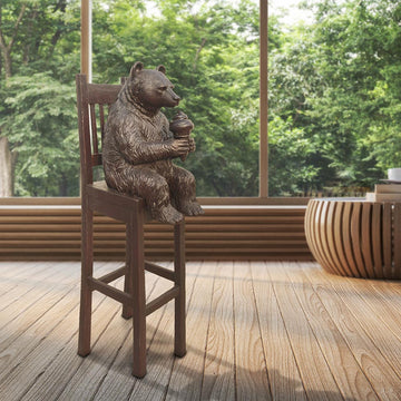 Bear Above It All, Delighting in a Sweet Treat (Bronze Sculpture, Mid-Size)