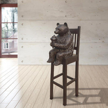 Bear Above It All, Delighting in a Sweet Treat (Bronze Sculpture, Mid-Size)